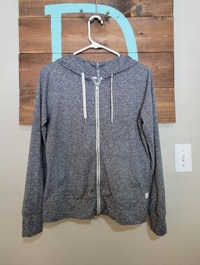 Vuori Charcoal Heather Full-Zip Athleisure Lightweight Transitional Hoodie Small